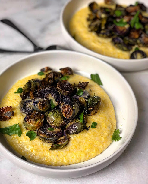 polenta with brussels sprouts